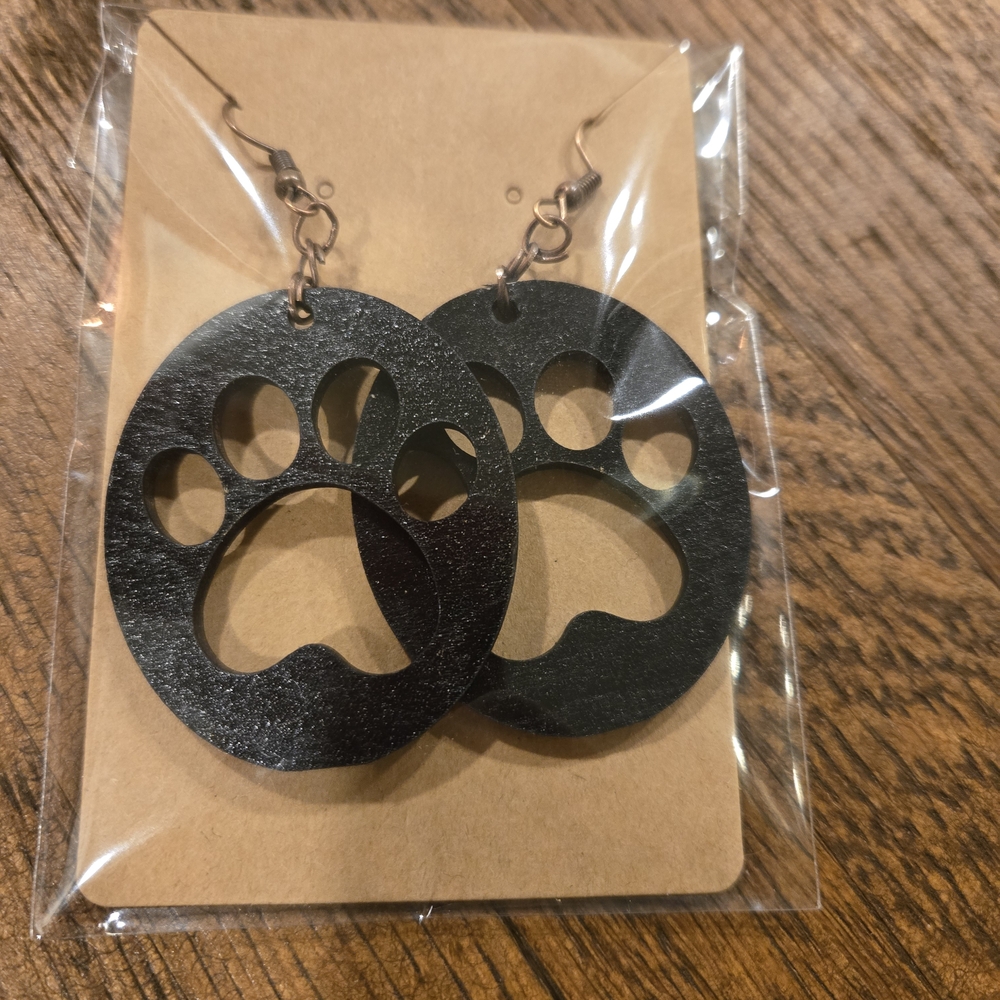 Chic Black Paw Print Earrings